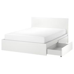 Ikea Malm White 4 Drawer Storage Bed frame 
