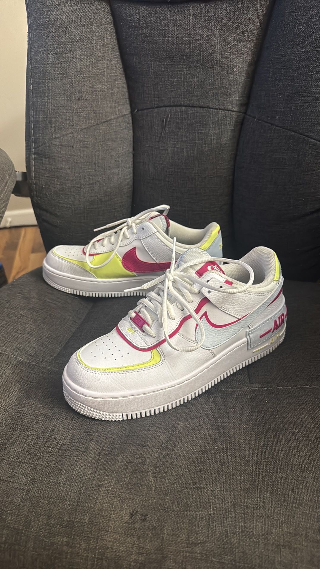 Women’s 10.5 Nike Air Force 1 Shadow ‘White Blue Tint Fireberry’