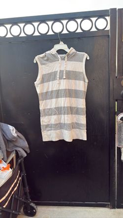 Anchor Blue Striped Sleeveless Hooded Tunic Size XL