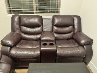 Lether Sofa With Two Recliner Power Seats