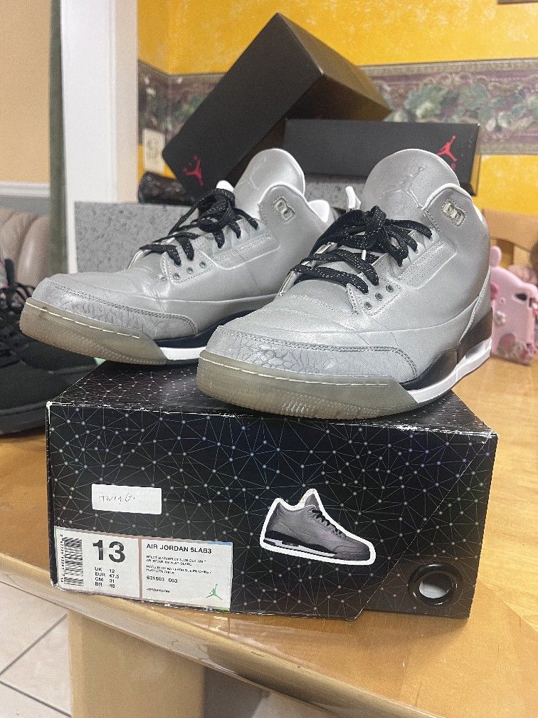 2014 Jordan "5Lab3" 3s "Reflective Silver" Size 13 In Original Box