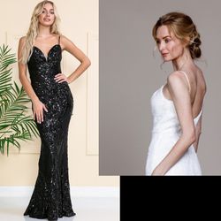 New With Tags Black Sequin Formal Dress & Prom Dress $155