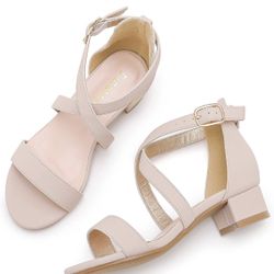 Girls Sandals Low Heels Size 4 #1012