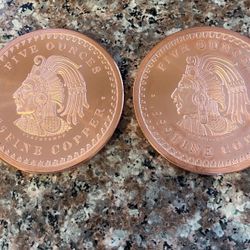 Pair 1oz Copper Coins 