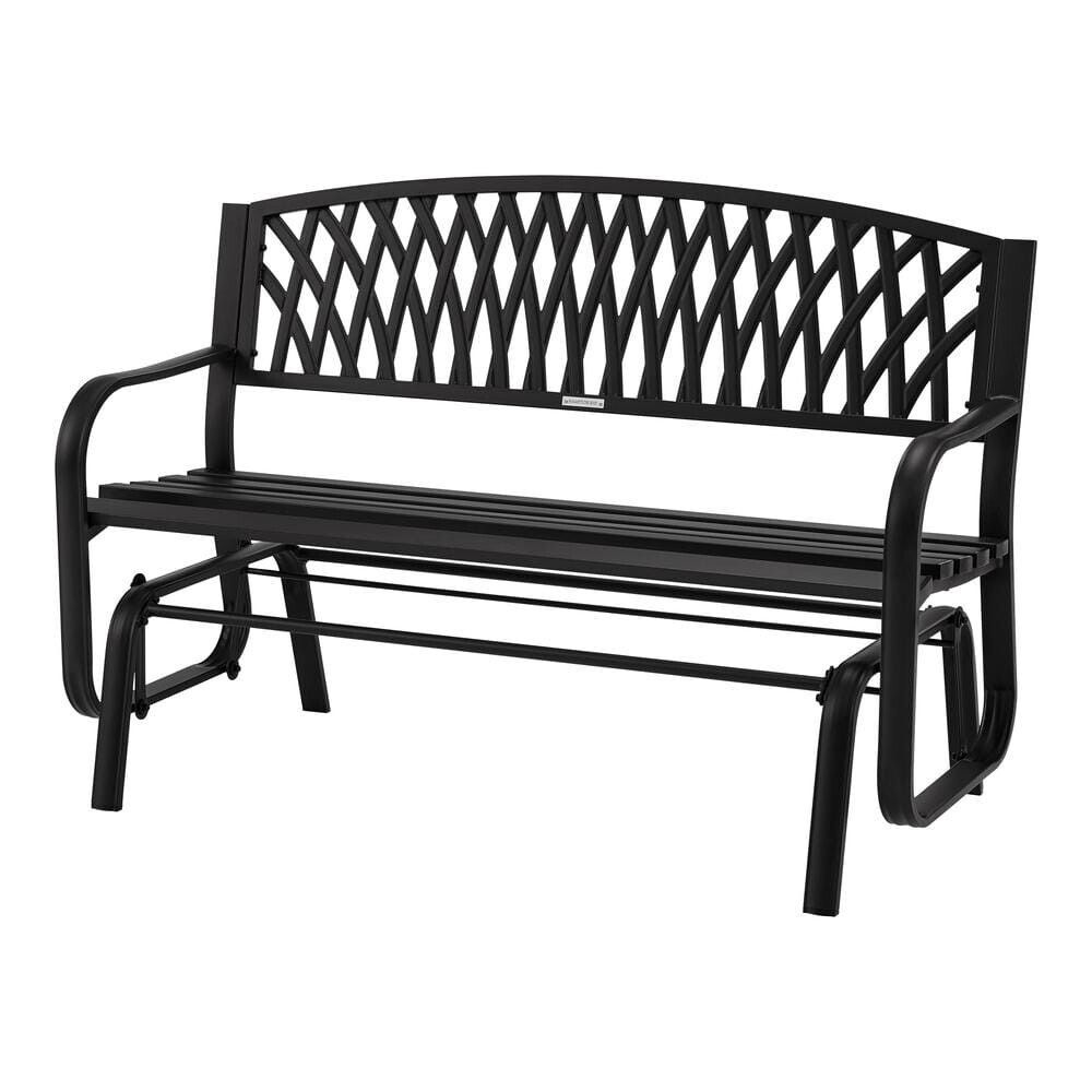 Flintridge Black Outdoor Patio Glider Black - 33.8 in. H x 50.59 in. W x 23.60 in. D