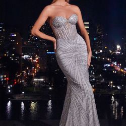 silver prom dress size 8