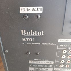 Bobtot B701 5.1 channel home theater surround sound Bluetooth thumb drive FM radio coaxial and optical inputs