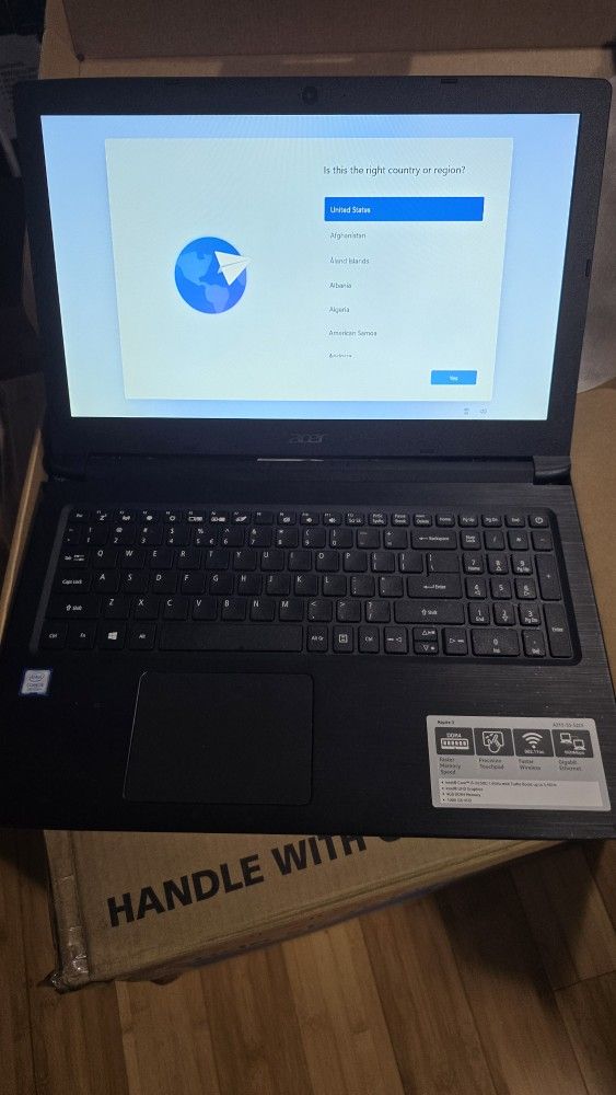 Like New Aspire 3 Laptop and New Ricoh Aficio Sp3510bn Laser Printer