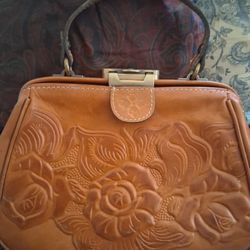 Genuine Tooled Leather Patricia Nash Locking Crossbody Purse