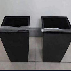 PAIR of 16" Square Black Resin Planters with Irrigation (2 for $40) @ Lasting  Creations
