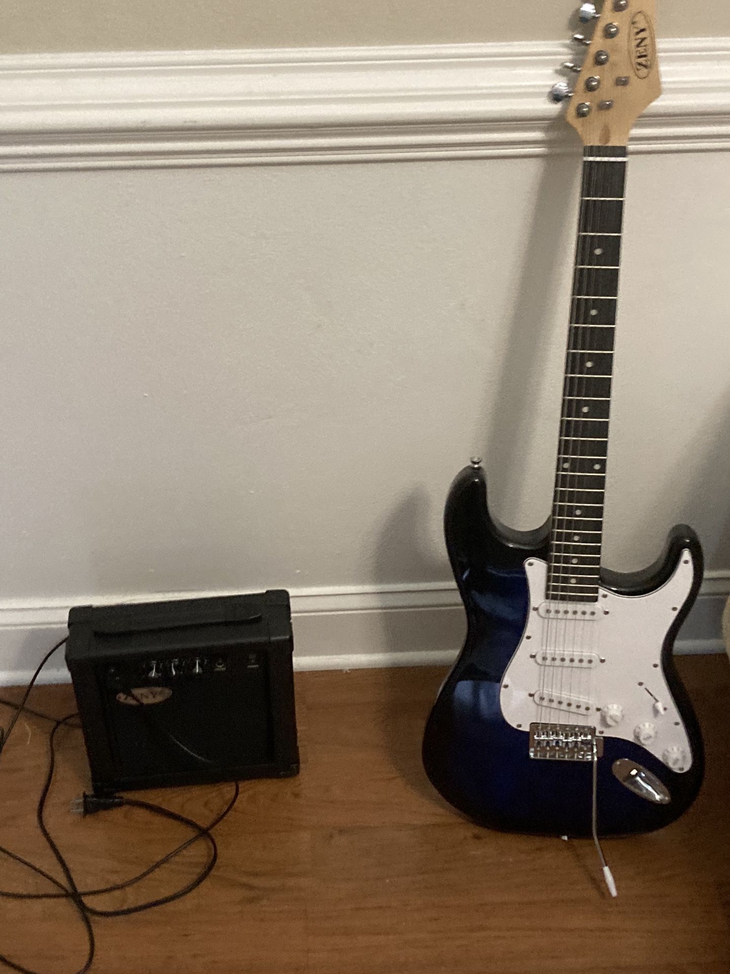 Blue  Electric Guitar With Amp