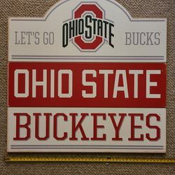 Brand New Ohio State University Buckeyes Bump Planked Wood Wall Decor  Large Vintage Ohio State Sign for Home