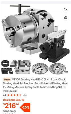 VEVOR Dividing Head BS-0 5Inch 3 Jaw Chuck Dividing Head Set Precision Semi Universal Dividing Head for Milling Machine Rotary Table Tailstock Milling