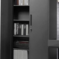 Metal Storage Cabinet with Lockable Double Doors and 4 Adjustable Shelves,Locking Steel