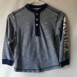 Nautica boys navy/gray stripe long sleeve top size L (7)