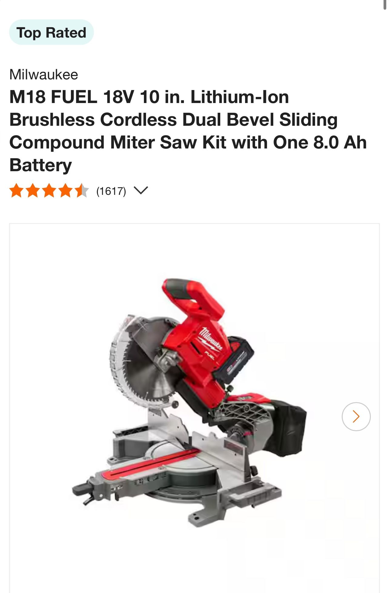 Milwaukee 10 inch Dual Bevel Miter Saw With 8ah Battery