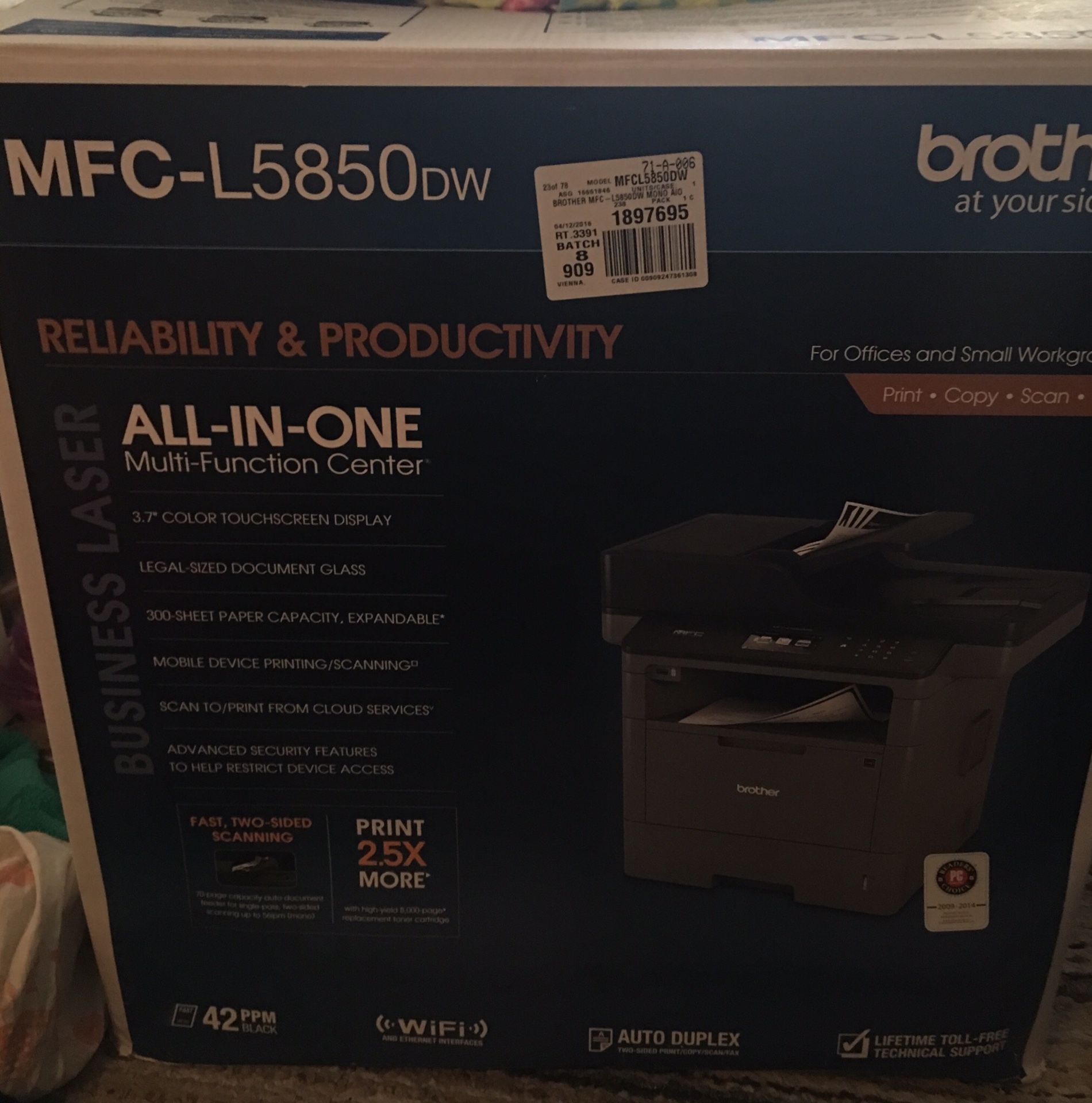 Brother Monochrome Laser Multifunction All-In-One Printer, MFC-L6700DW, Duplex Two-Sided Printing & Scanning & Copying, Wireless Networking, Mobile P