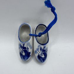 Mini Vintage Holland Delft Blue Clog Shoes Pair
