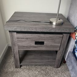 New Modern Grey Nightstand with Drawer