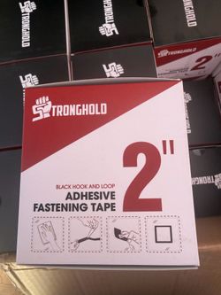 Stronghold 2” Heavy Duty Adhesive Hook & Loop Fastening Tape – Black – 5 Yards