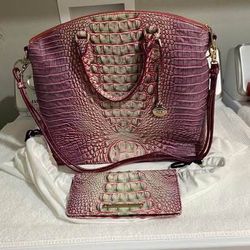 BRAHMIN Duxbury xlarge tote  and wallet Pink Rouge Blush Melbourne Leather very clean excellent condition $275 must pick up