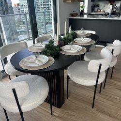 Table And 6 Chairs Dinning Set 