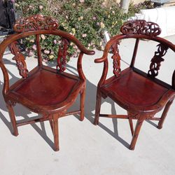 Chinese Rosewood Corner Chairs Pair