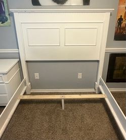White Wood Bed Frame with Headboard