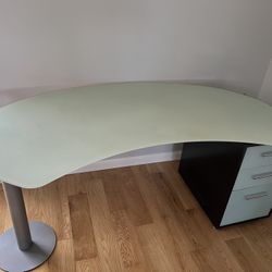 Glass Top Desk With File Cabinet