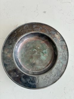 Vintage tarnished silver plated baby dish