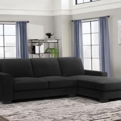 Black Velvet Sectional In Stock For Immediate Delivery 