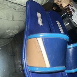 Prada Navy Blue Rubber Slides