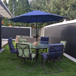 8 Piece Outdoor Table /Chairs/Umbrella Set 