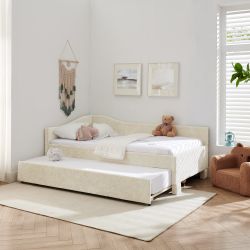 Vanna Twin Size Daybed with Curved Backrest, Trundle and USB Port