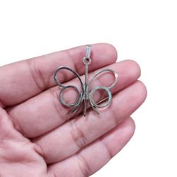 Vintage 1970s Tarnished Silver Toned Butterfly Pendant