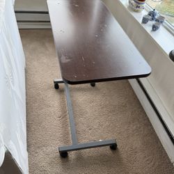 Rolling  Adjustable Over Bed Side Table 