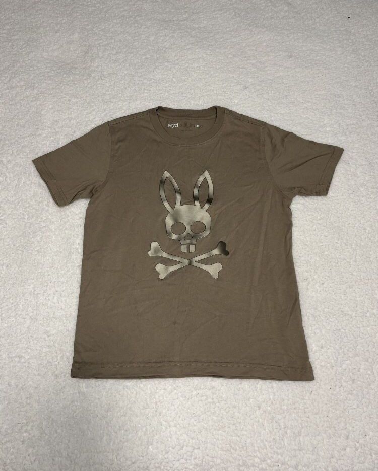 Psycho Bunny Kids Brown Payson Leather Print Graphic T-shirt 