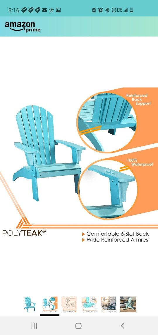 $200 POLYTEAK KING COLLECTION XL ADIRONDACK CHAIR