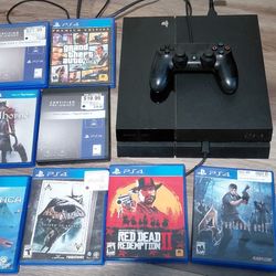 PlayStation 4 (500GB) Bundle w/ 8 Games + Controller – Great Condition MM We g W CB by  We