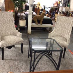 Pair Of Grey Chairs With Floral Design For Sale 🪑 