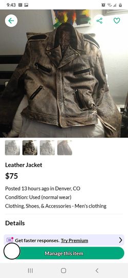 Leather Jacket Slim Large