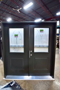 Double Entry Door with Decorative Glass