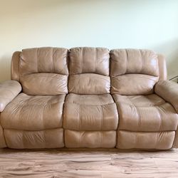 Leather sofa recliner couch 