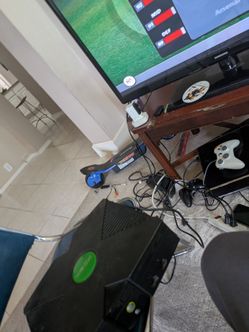 Xbox original console accessories working 2 controllers 10 games