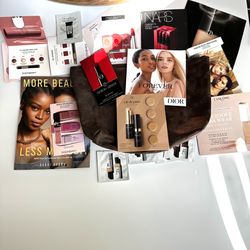 Brown  Nordstrom cosmetic bag  With 17 new  make up samples