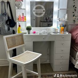 White Vanity With Shelves