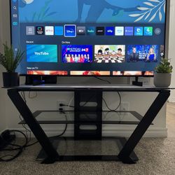 TV Stand with Glass Shelves
