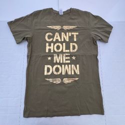 Pre Owned Excellent  Zumba Wear Dance Fitness  T Shirt  Short Sleeve Printed  Olive Green Gold  Unisex Size XS / S
