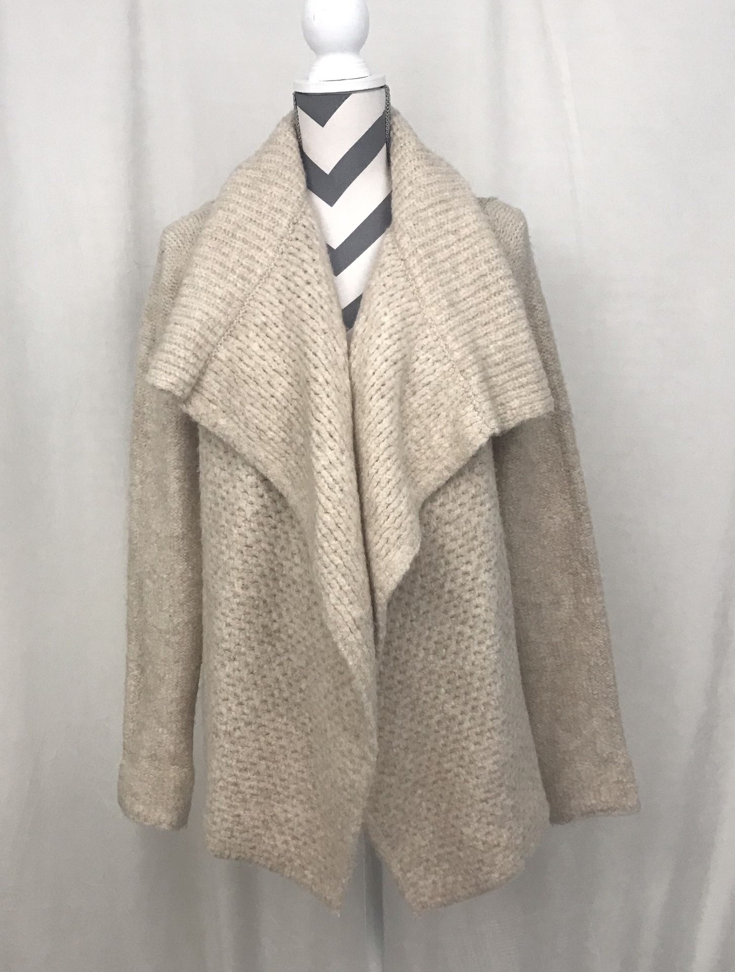 Loft Cream Chunky Knit Open Front Cardigan - Size Small