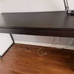 Modern Dark Wood Desk – 55”